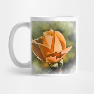 Peach Rose Bud In Watercolor Mug